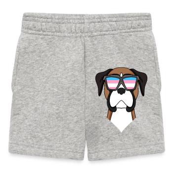 Chien boxer allemand transgenre - Chien avec lunettes - Short Bébé - gris chiné - Devant