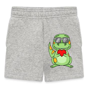 Dinosaurs with sunglasses and heart - Baby Shorts - heather grey - Front