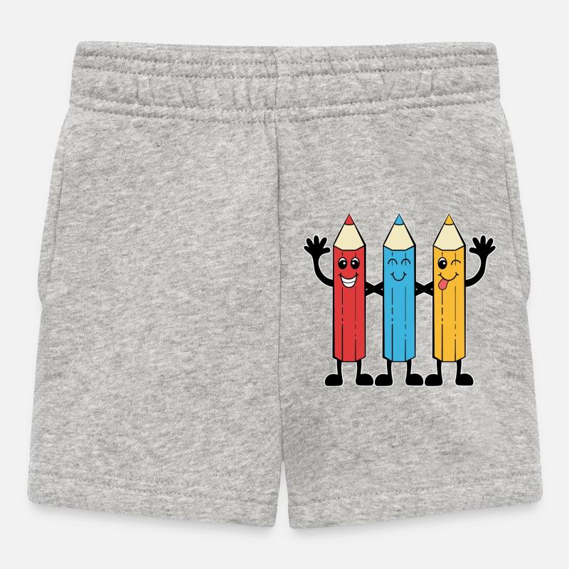 Buntstifte im Comic-Stil - Baby Shorts - Grau meliert