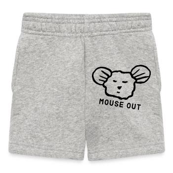 Süße Maus "mouse out" cooler Spruch - Baby Shorts - Grau meliert - Vorne