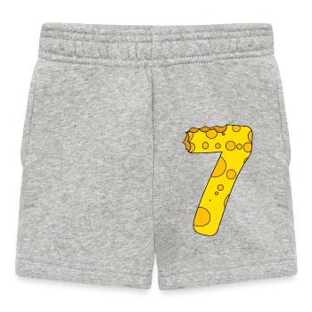 Zahl 7 Ziffer Käse - Baby Shorts - Grau meliert - Vorne