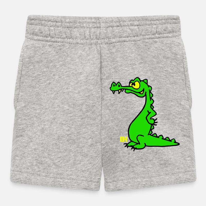 Crocodile souriant, design à trois couleurs - Short Bébé - gris chiné