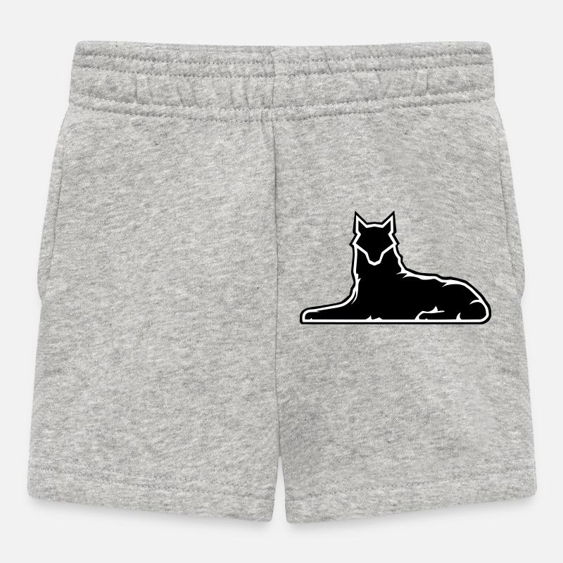 Minimalist Wolf Silhouette Design - Baby Shorts - heather grey