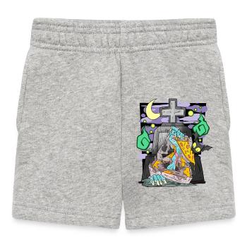Zombie Grabstein Pizza lustig - Baby Shorts - Grau meliert - Vorne