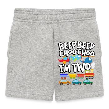 Beep Beep Choo Choo I'm Two Toy Train Car 2nd - Baby Shorts - heather grey - Front