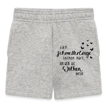 Schmetterlinge lache & Wolken duften - Baby Shorts - Grau meliert - Vorne