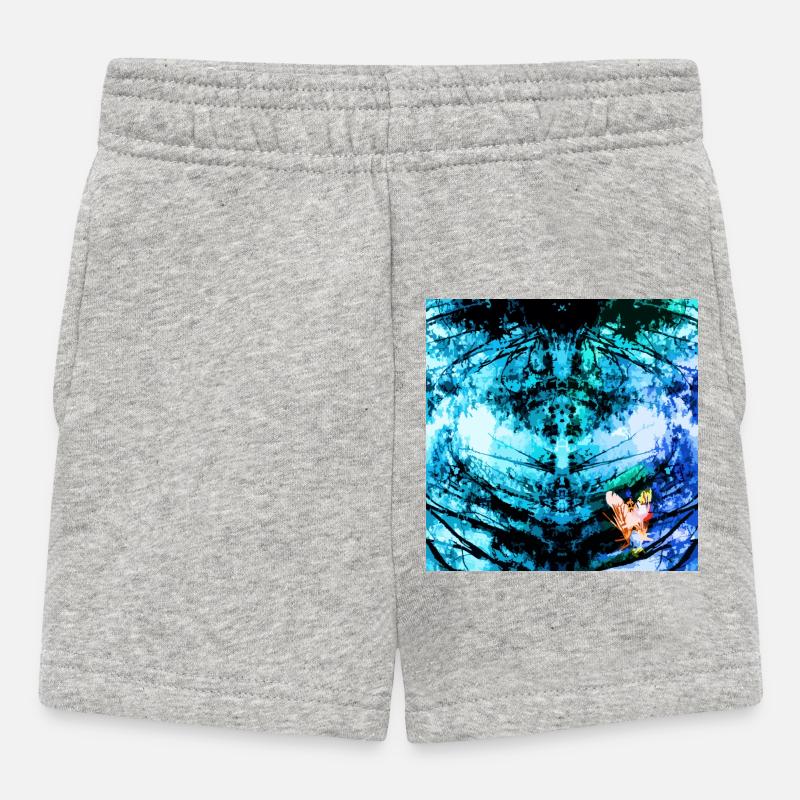 Blue Psychedelic Butterfly - Baby Shorts - heather grey