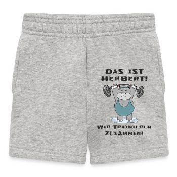Das ist Herbert wir trainieren zusammen Krafsport - Baby Shorts - Grau meliert - Vorne