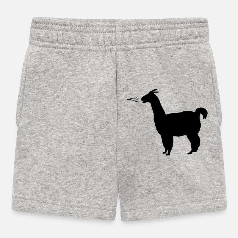 Llama spits - Baby Shorts - heather grey
