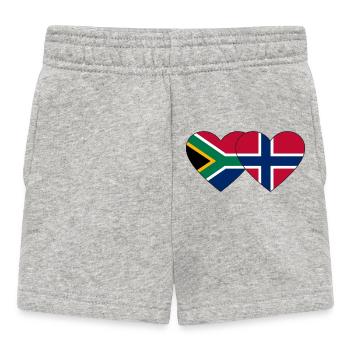 South Africa Norway Flag Heart - Baby Shorts - heather grey - Front