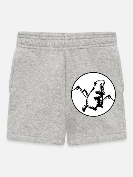 Murmeltier mit Bergen - Baby Shorts - Grau meliert