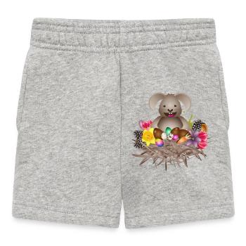 petit lapin de Pâques dans le nid de Pâques plein d’œufs de Pâques - Short Bébé - gris chiné - Devant