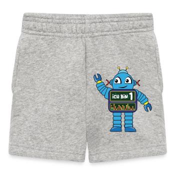 Kleiner Roboter, erster Geburtstag, 1 Jahr - Baby Shorts - Grau meliert - Vorne
