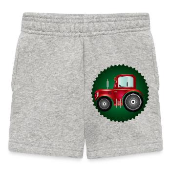 roter Traktor Patch für Trecker und Bauernhof Fans - Baby Shorts - Grau meliert - Vorne