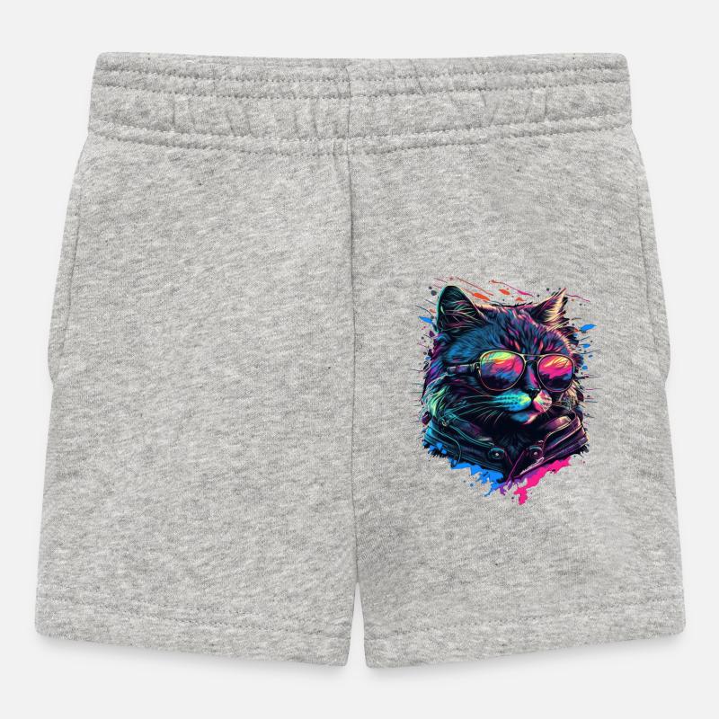 Coole Katze - Baby Shorts - Grau meliert