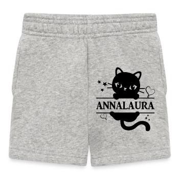 Name T-Shirt Annalaura T-Shirt Katze Geschenkidee - Baby Shorts - Grau meliert - Vorne
