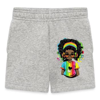 Leuchtender Reggae-Pullover mit Rainbow-Design - Baby Shorts - Grau meliert - Vorne