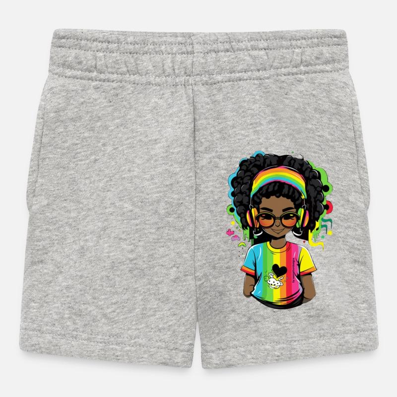 Pull reggae lumineux avec motif arc-en-ciel - Short Bébé - gris chiné