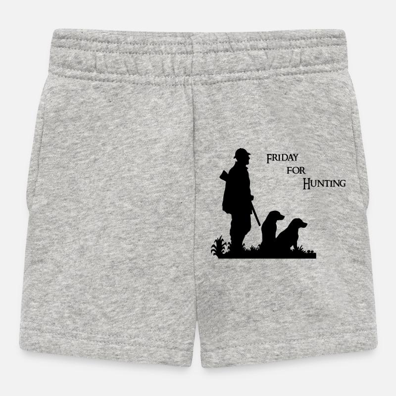 Vendredi pour la chasse - Motif de chasse avec chasseur et chien - Short Bébé - gris chiné