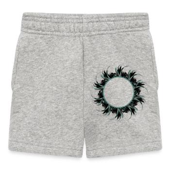 runder Rahmen aus gezeichneten Hahnenfedern - Baby Shorts - Grau meliert - Vorne