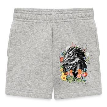 Dragon Flowers - Baby Shorts - heather grey - Front