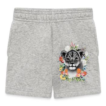 Lion Flowers - Baby Shorts - heather grey - Front