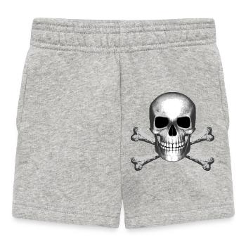 Skull Jolly Roger Pirate Flag T-Shirt R6Z - Baby Shorts - heather grey - Front