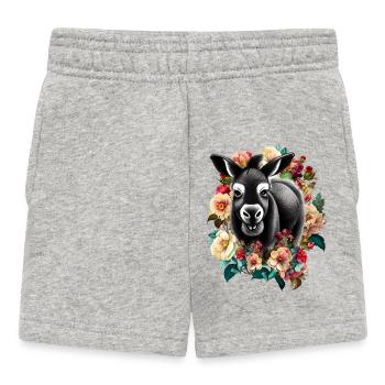 Donkey Flowers - Baby Shorts - heather grey - Front
