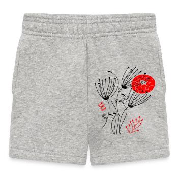 filigrane zarte Blüten, Flowers - Baby Shorts - Grau meliert - Vorne