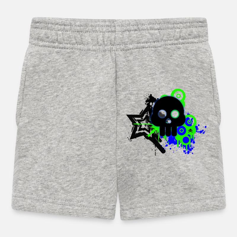 Neon Schädel Spritzer - Baby Shorts - Grau meliert