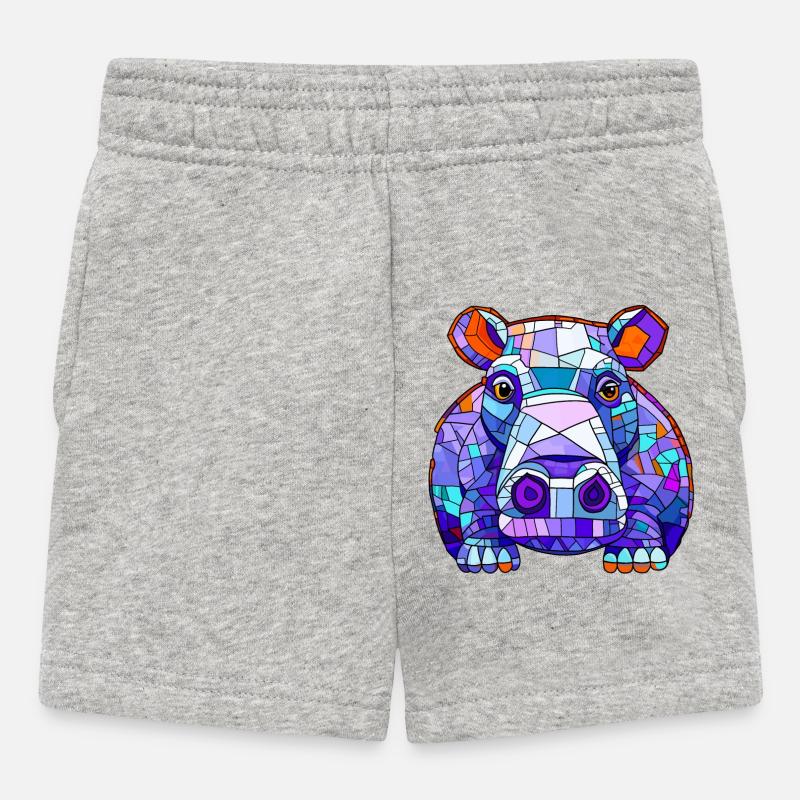 Nilpferd Hippo - Baby Shorts - Grau meliert