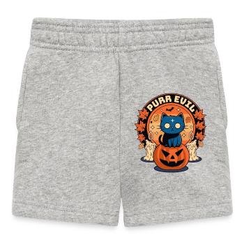 Purr Evil Funny Halloween Cat - Baby Shorts - heather grey - Front