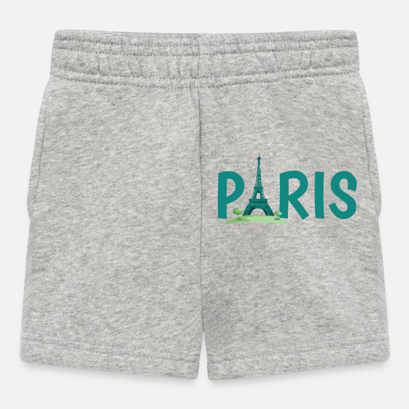 Horizon de Paris avec l’illustration de la Tour Eiffel - Short Bébé - gris chiné