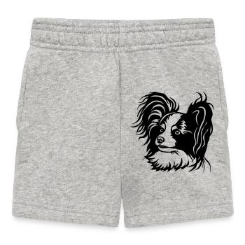 Papillon Kopf - Baby Shorts - Grau meliert - Vorne