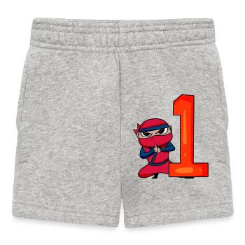 Garçon 1 An 1er Anniversaire Garçon Ninja - Short Bébé - gris chiné - Devant