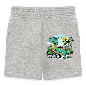 Cartoon Dinosaurier mit Dschungel Sonnenuntergang - Baby Shorts - Grau meliert - Vorne