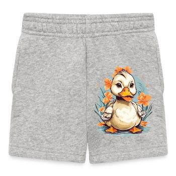 Cute duck with flowers - Baby Shorts - heather grey - Front