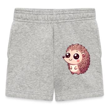 Liebevolles Igel Motiv für Kinderkleidung - Baby Shorts - Grau meliert - Vorne