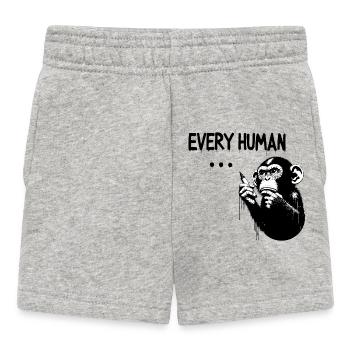 CHAQUE ÊTRE HUMAIN ... | Singe pensant à la manière de Banksy - Short Bébé - gris chiné - Devant