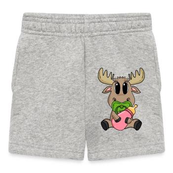 Baby Elch Motiv - Baby Shorts - Grau meliert - Vorne