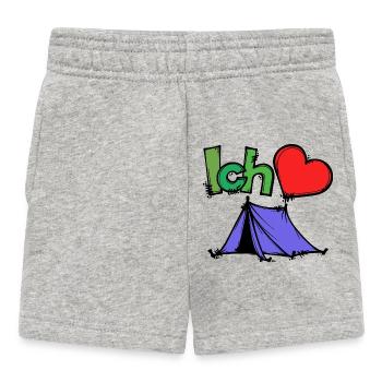 Tents Camping Camper Statement Wanderlust Heart - Baby Shorts - heather grey - Front