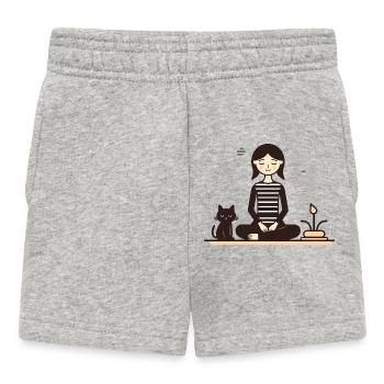 Entspannung mit Katze - Baby Shorts - Grau meliert - Vorne