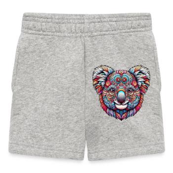 Koala mit Mandalas dekoriert - Baby Shorts - Grau meliert - Vorne
