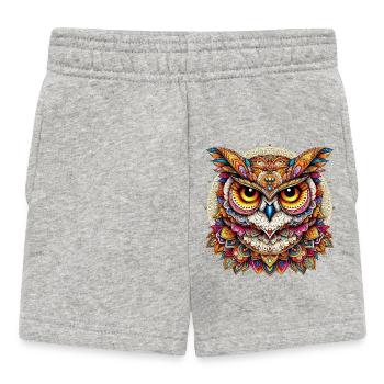 Eule mit Mandalas verziert - Baby Shorts - Grau meliert - Vorne
