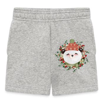 Petit ours panda en couronne de mélèze pour Noël - Short Bébé - gris chiné - Devant