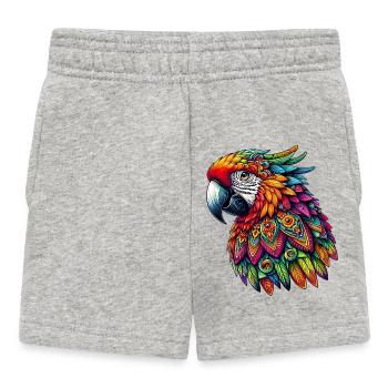 Papagei mit Mandalas verziert - Baby Shorts - Grau meliert - Vorne