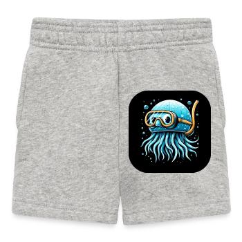 Pieuvre avec des lunettes de plongée Bande dessinée - Short Bébé - gris chiné - Devant