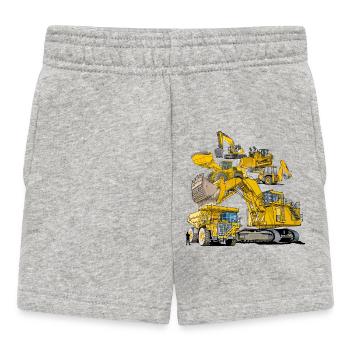 Baustellenfahrzeuge der großen Art - Baby Shorts - Grau meliert - Vorne