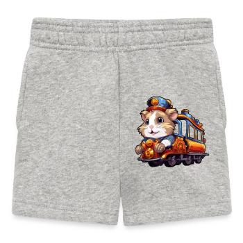Hamster Rides Train Golden Hamster Dwarf Hamster - Baby Shorts - heather grey - Front