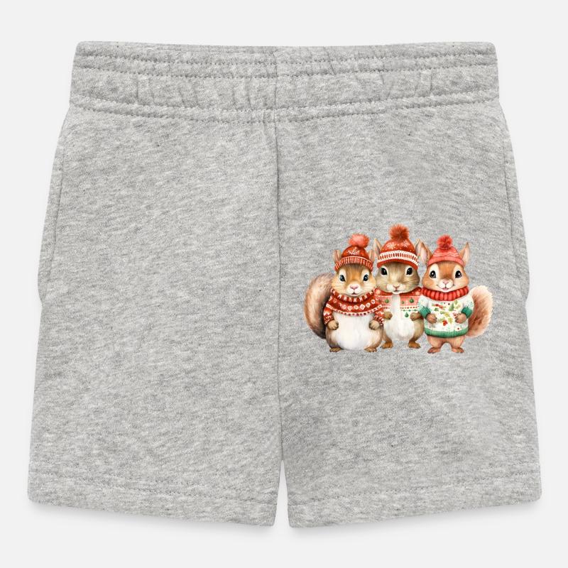Trio d’écureuils d’hiver - Short Bébé - gris chiné